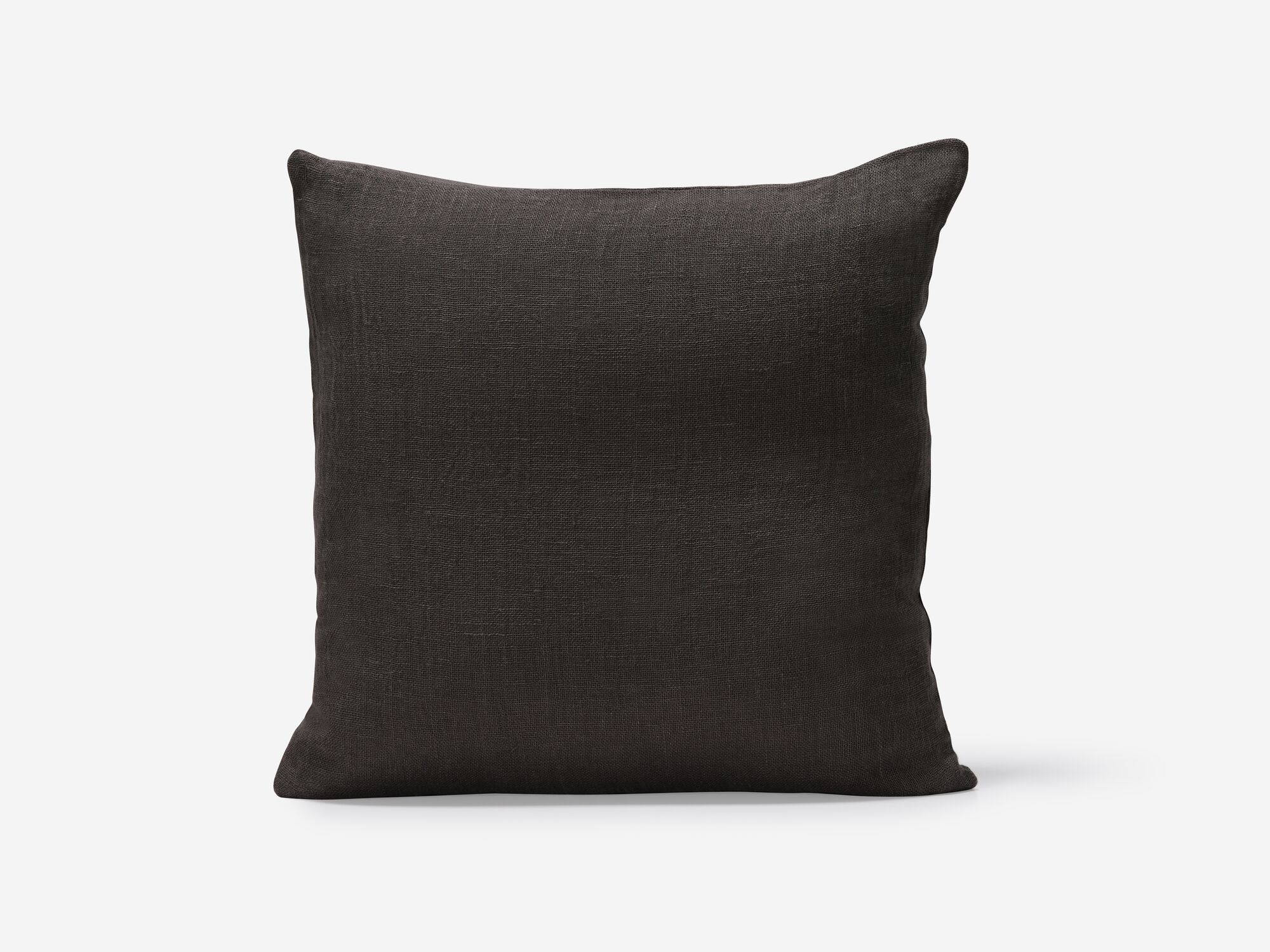 Front view of grey linen throw pillow